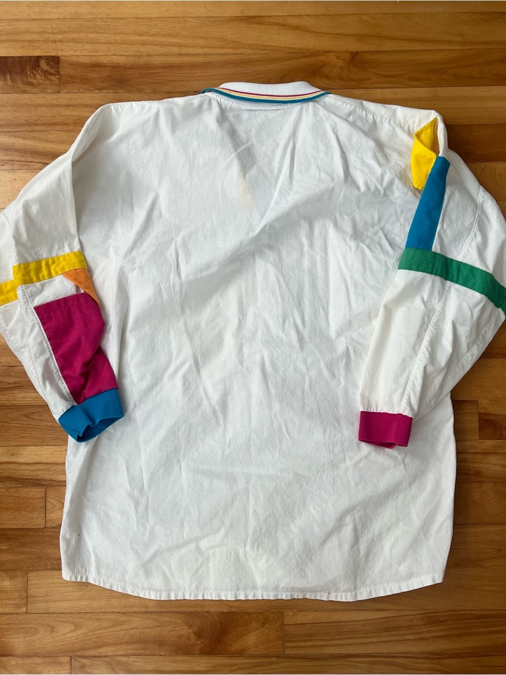 White Colorblock 'CAMP' Rugby Pullover Sweatshirt - Picture 2 of 3